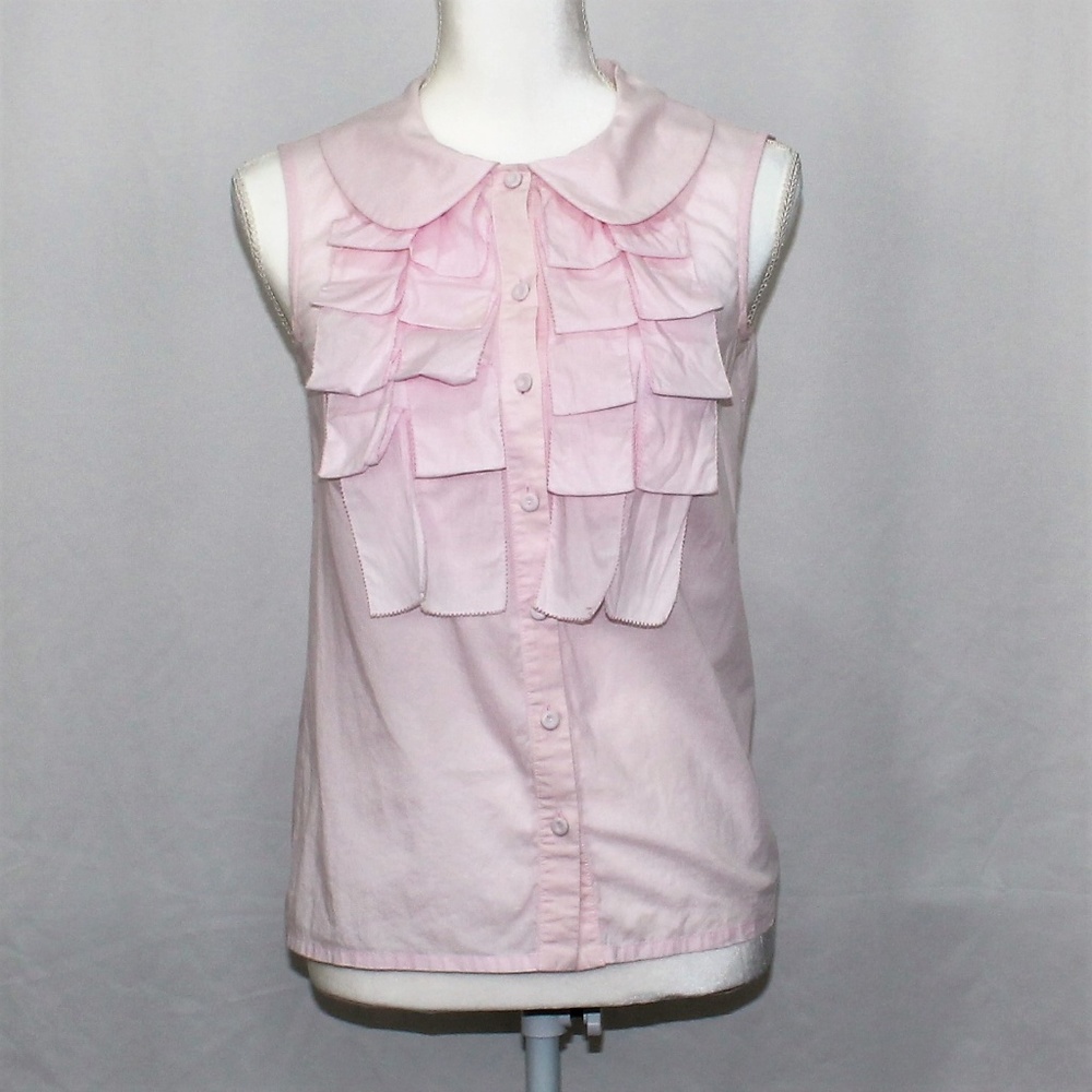 Fendi Light Pink Ruffle Style Button Down Top